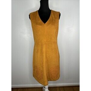 VOY Faux Suede Dress Sz Large Embroidered Boho